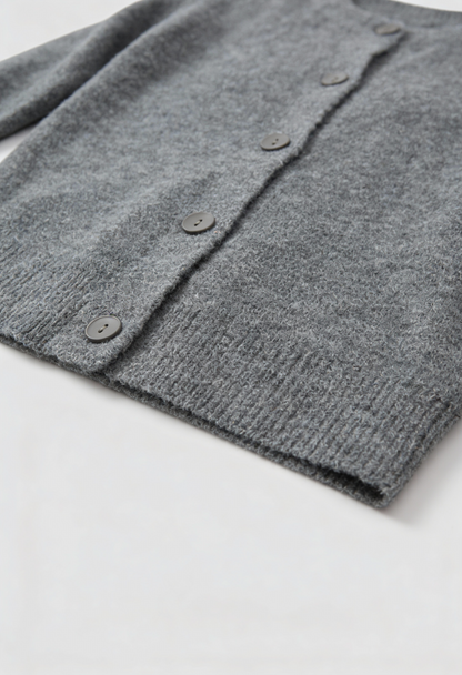 Maison Round Neck Knit Cardigan | Button Front | Regular Fit | Cropped Length