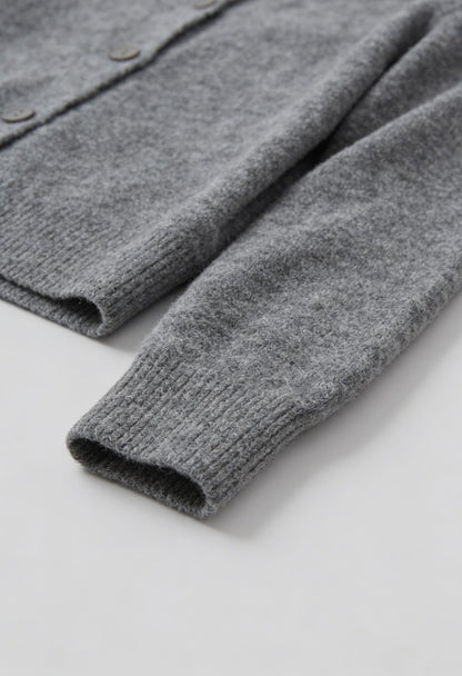 Maison Round Neck Knit Cardigan | Button Front | Regular Fit | Cropped Length