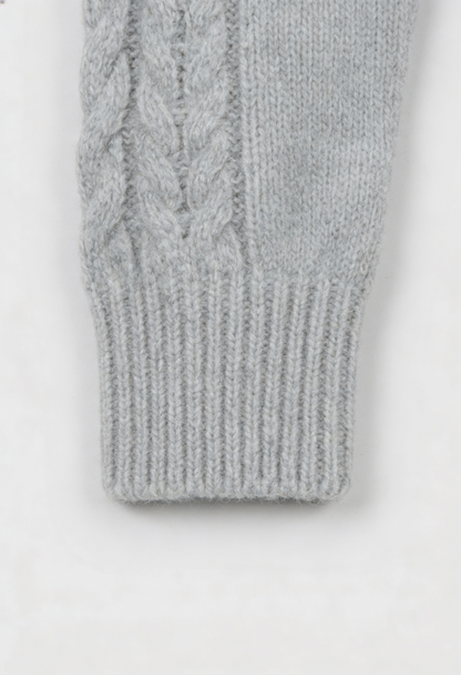 Maison Cable Knit Zip Cardigan | High Collar | Cropped Length | Relaxed Fit