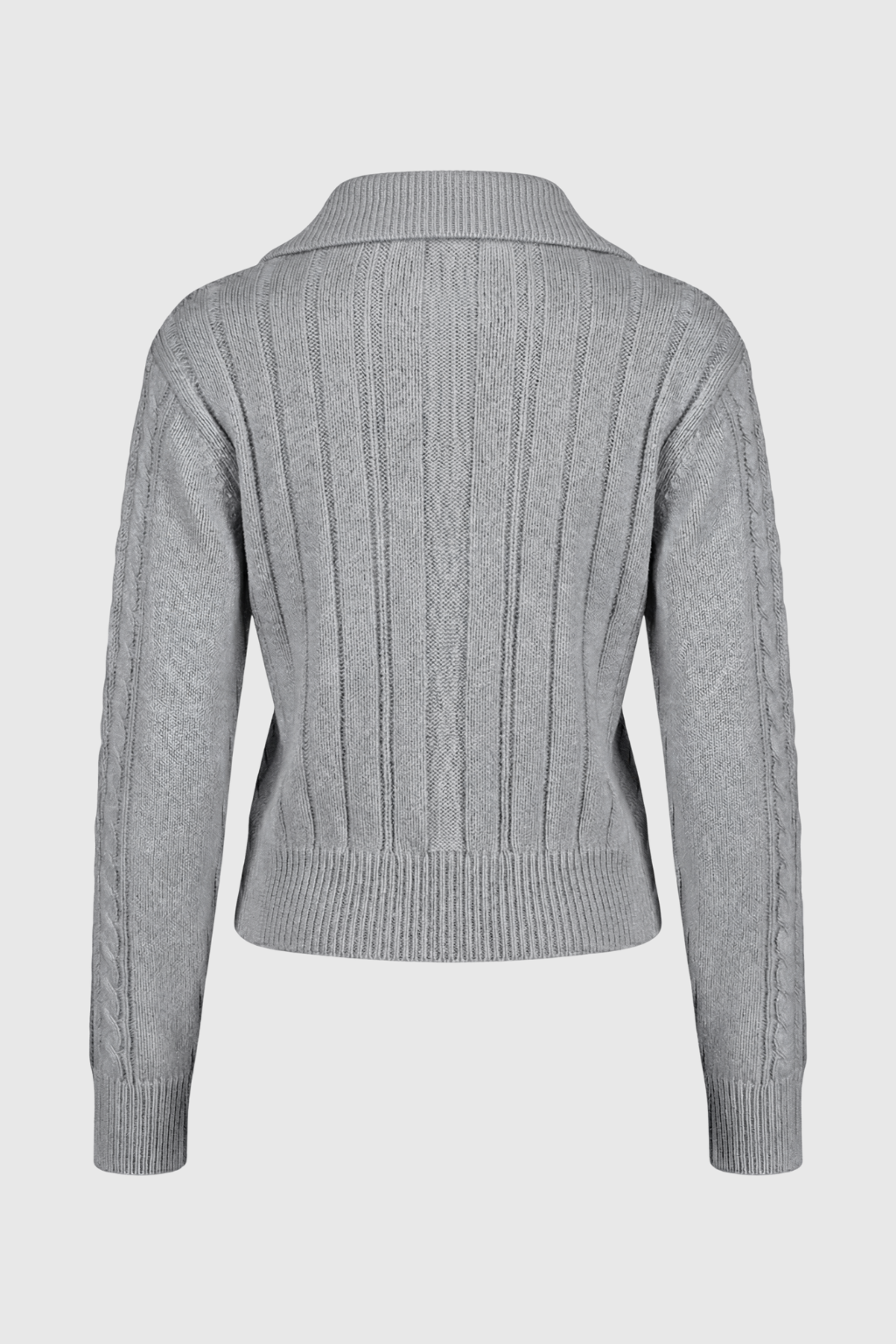 Maison Cable Knit Zip Cardigan | High Collar | Cropped Length | Relaxed Fit