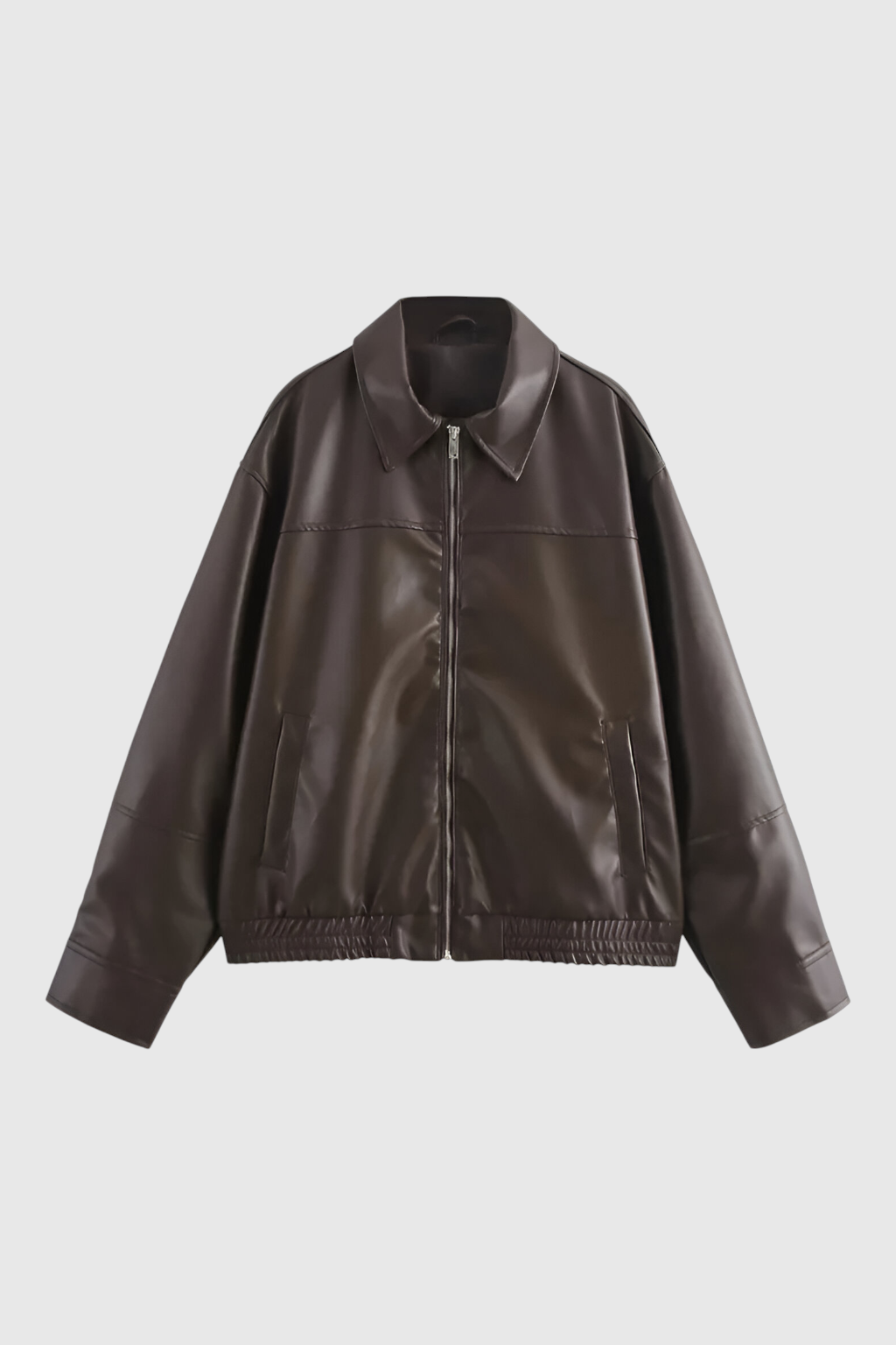 Maison Faux Leather Pilot Jacket | Zip Front Turn-Down Collar Autumn