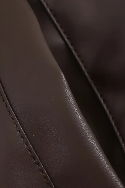 Maison Faux Leather Pilot Jacket | Zip Front Turn-Down Collar Autumn