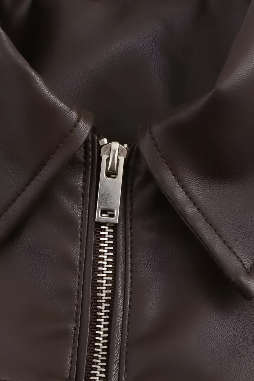 Maison Faux Leather Pilot Jacket | Zip Front Turn-Down Collar Autumn