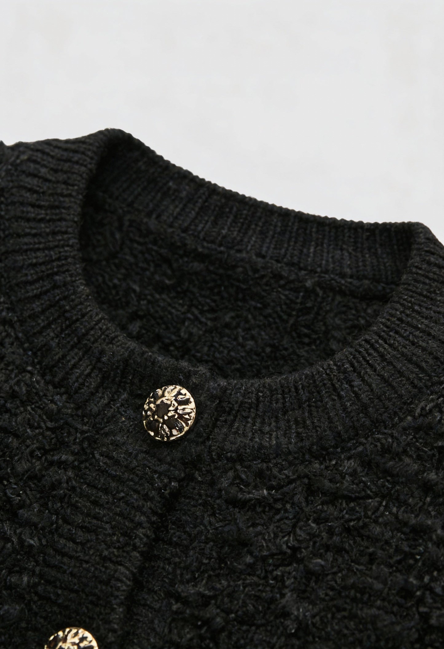 Maison Textured Knit Cardigan | Jewel Buttons | Round Neck | Relaxed Fit
