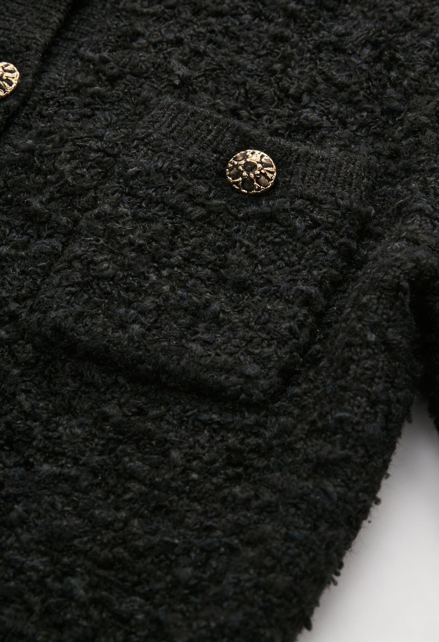 Maison Textured Knit Cardigan | Jewel Buttons | Round Neck | Relaxed Fit