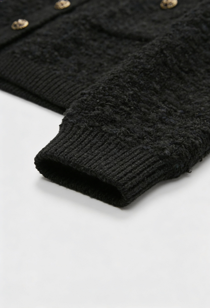 Maison Textured Knit Cardigan | Jewel Buttons | Round Neck | Relaxed Fit