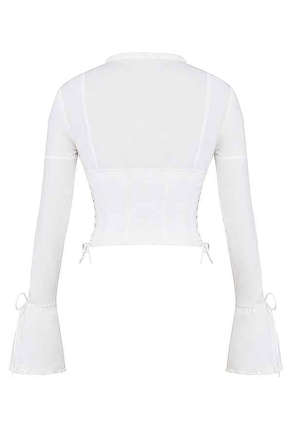 Women Corset Top White Long Sleeve