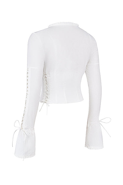 Women Corset Top White Long Sleeve