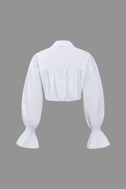 Women Cropped Blouse with Denim Corset