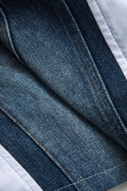 Women Cropped Blouse with Denim Corset