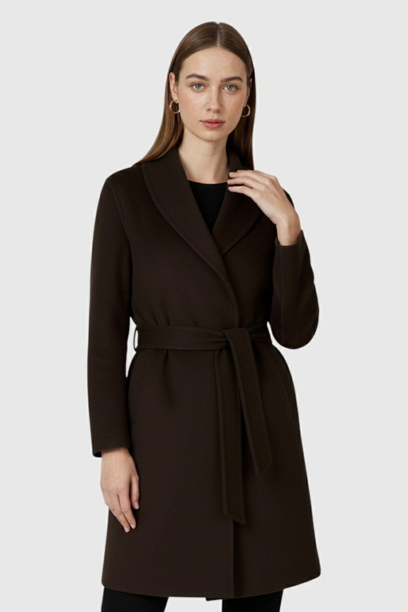 Belted Wrap Jacket | V-neck Collar, Regular Fit, Long Sleeves, Soft Drape