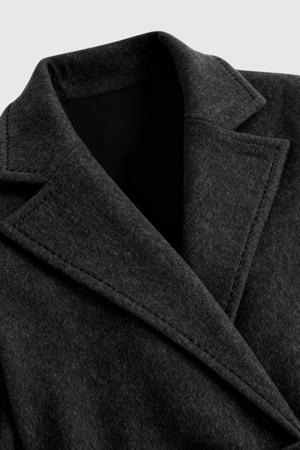 Belted Longline Coat | Notched Lapel, Buttoned Waist Tab, Slim Fit