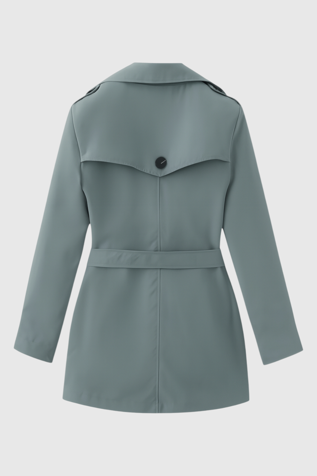 Mid Length Trench Coat | Belted Waist, Double Breasted, Long Sleeve