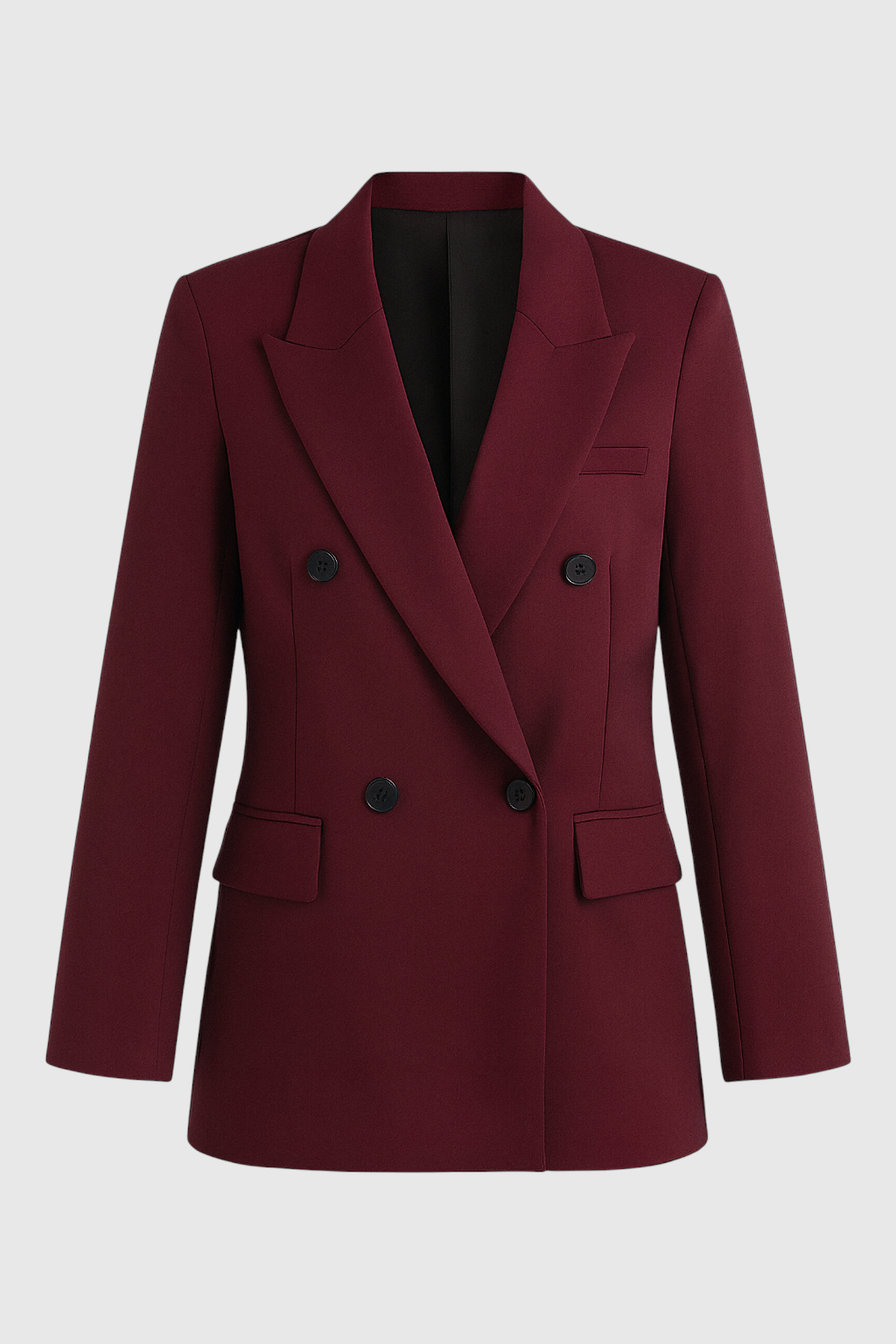 Double Breasted Blazer Jacket | Notched Lapel, Relaxed Fit, Long Sleeve