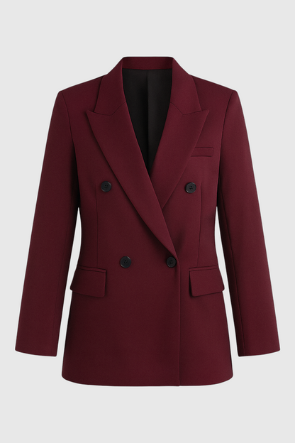 Double Breasted Blazer Jacket | Notched Lapel, Relaxed Fit, Long Sleeve