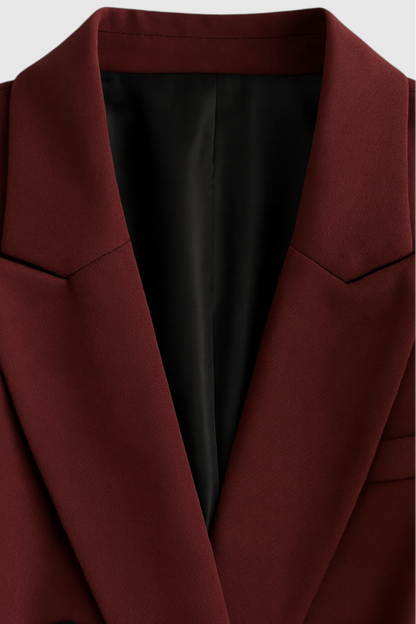 Double Breasted Blazer Jacket | Notched Lapel, Relaxed Fit, Long Sleeve