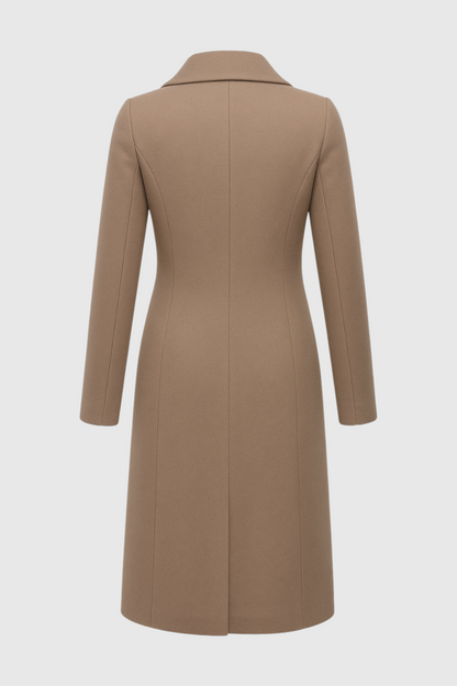 Long Double Breasted Coat | Notched Collar, Regular Fit, Button Front