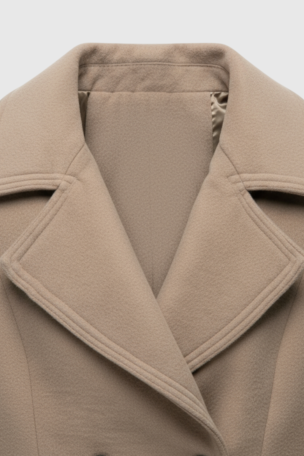 Long Double Breasted Coat | Notched Collar, Regular Fit, Button Front