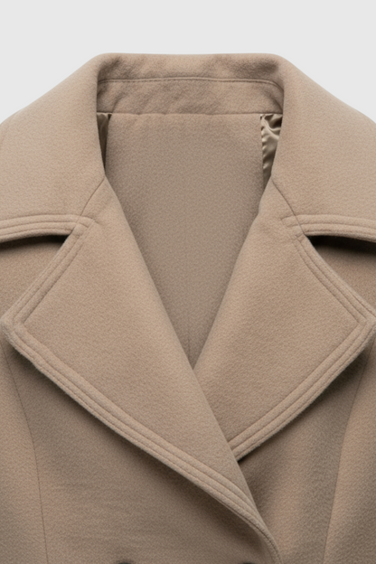 Long Double Breasted Coat | Notched Collar, Regular Fit, Button Front