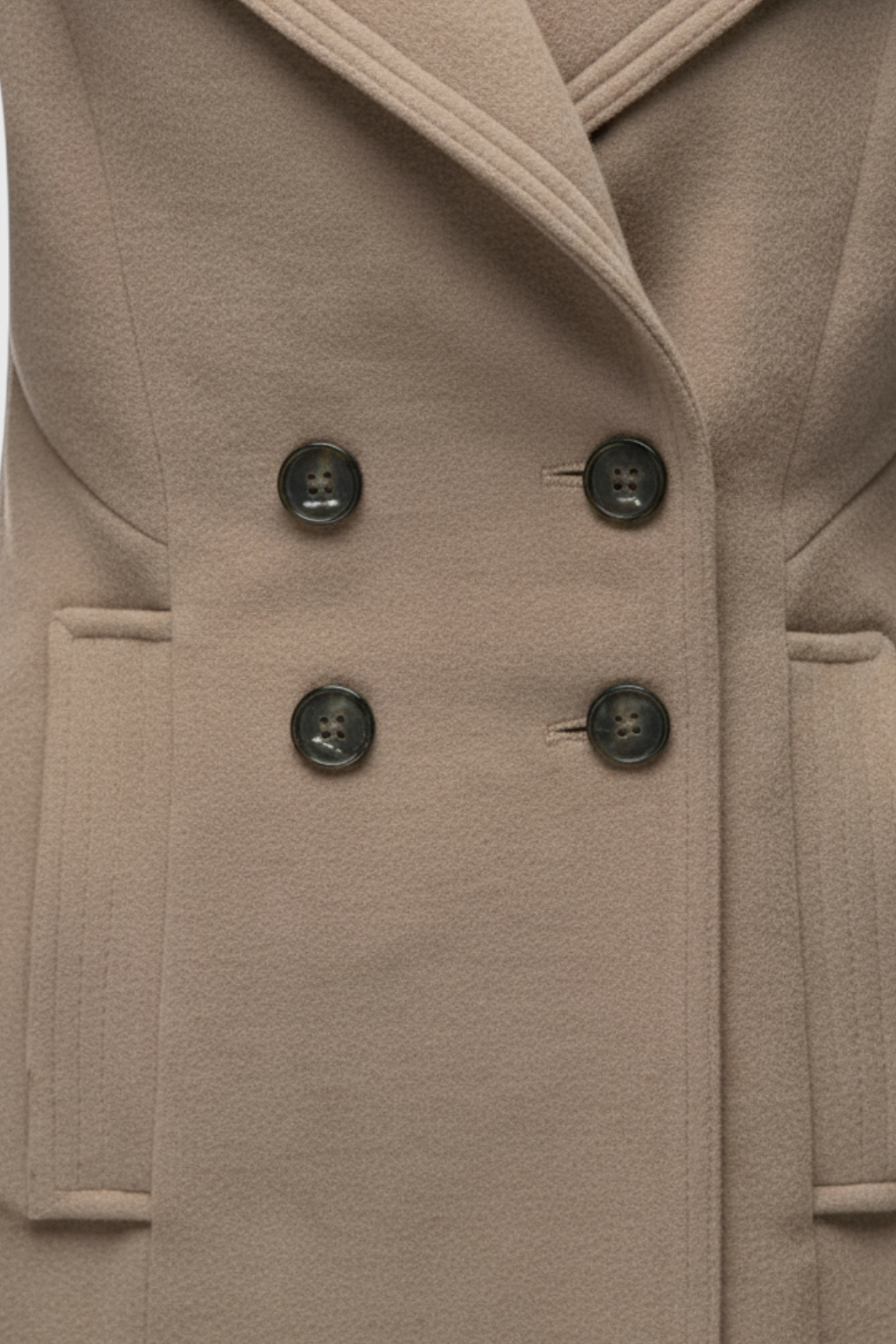 Long Double Breasted Coat | Notched Collar, Regular Fit, Button Front