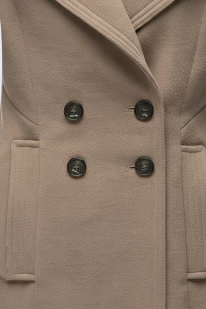 Long Double Breasted Coat | Notched Collar, Regular Fit, Button Front