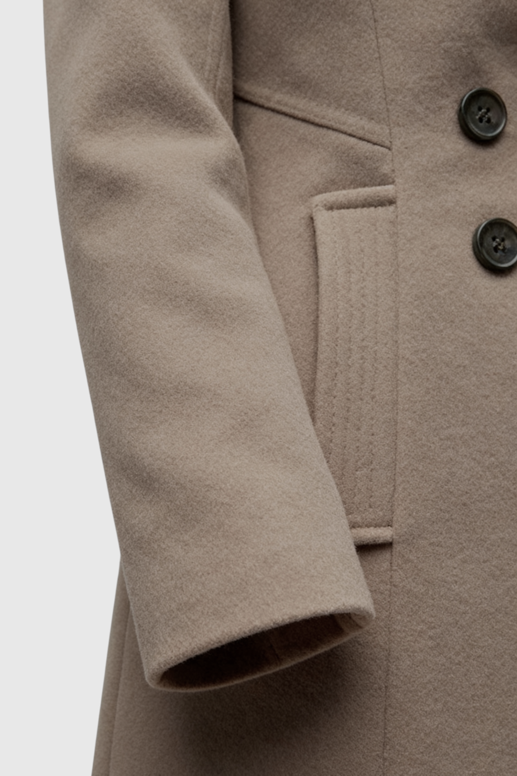 Long Double Breasted Coat | Notched Collar, Regular Fit, Button Front