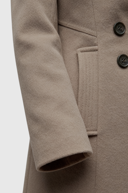 Long Double Breasted Coat | Notched Collar, Regular Fit, Button Front