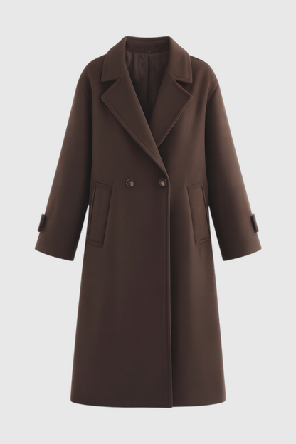Long Double Breasted Coat | Notched Collar, Regular Fit, Clean Wool Look