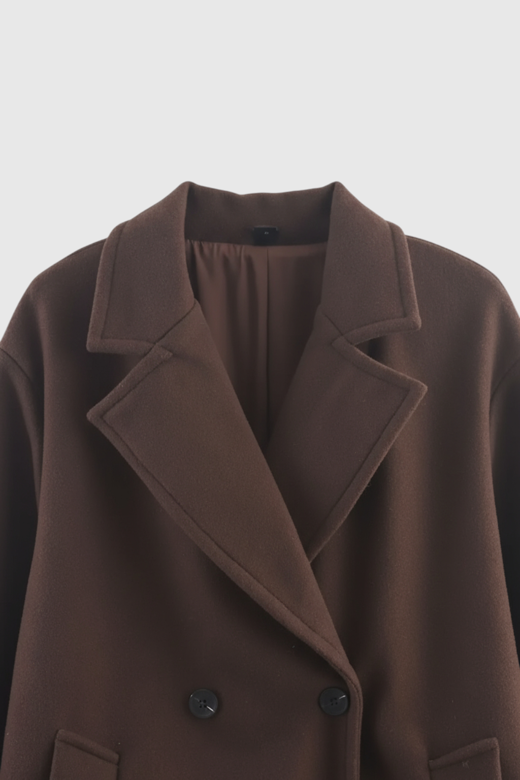 Long Double Breasted Coat | Notched Collar, Regular Fit, Clean Wool Look