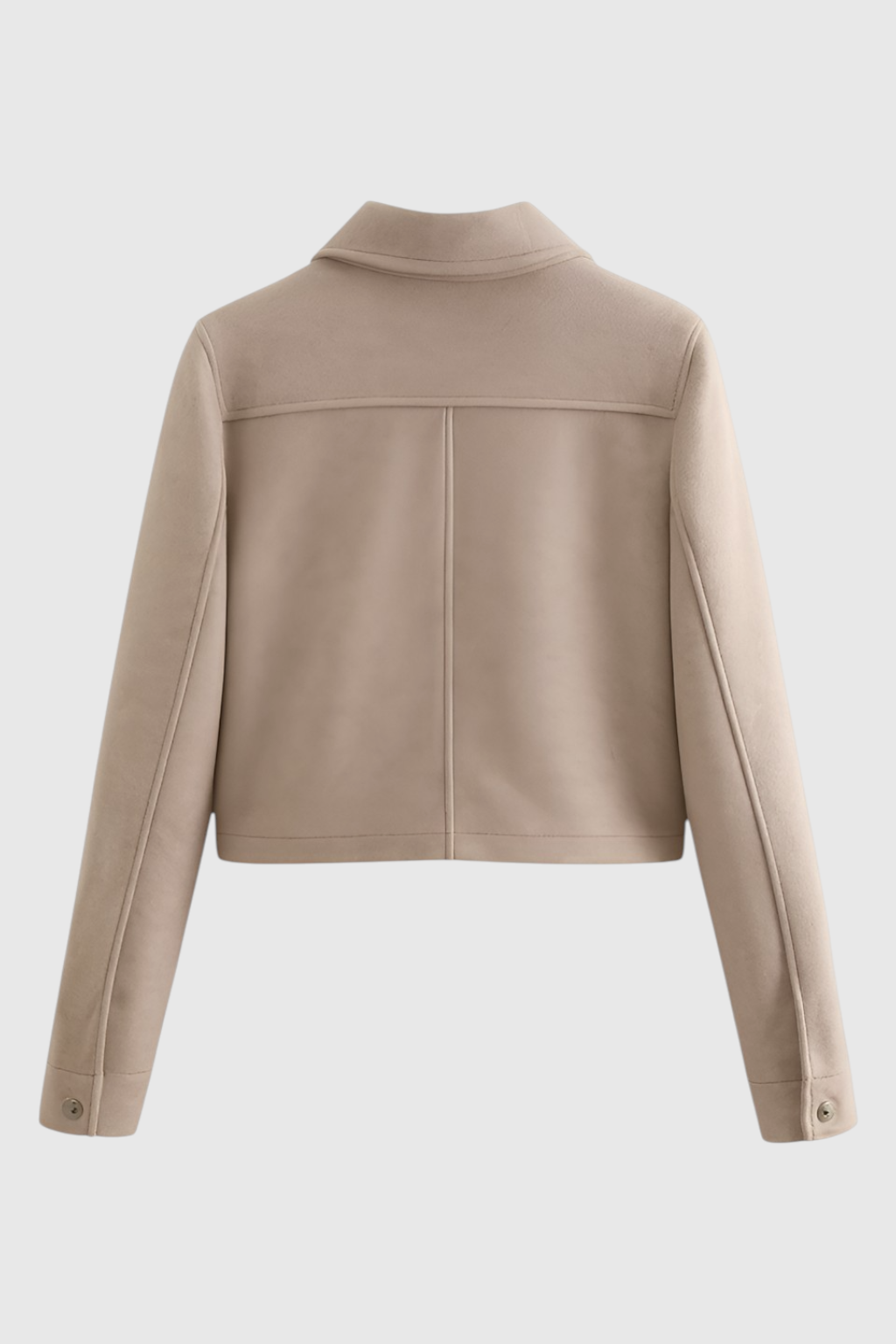 Cropped Button Jacket | Square Collar, Pocket Detail, Long Sleeve