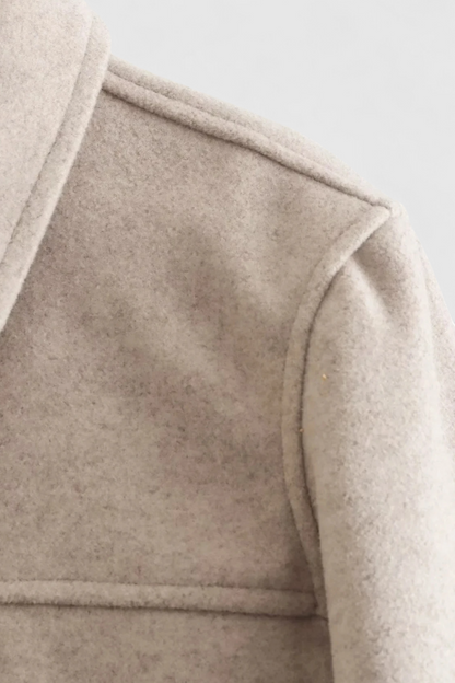 Cropped Button Jacket | Square Collar, Pocket Detail, Long Sleeve