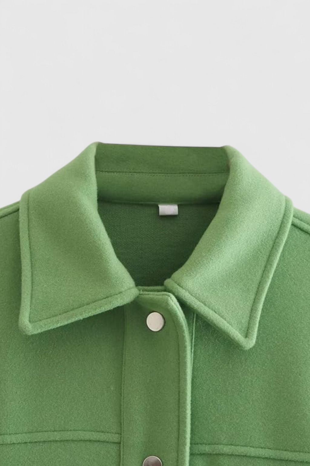 Cropped Button Jacket | Square Collar, Front Pocket Detail