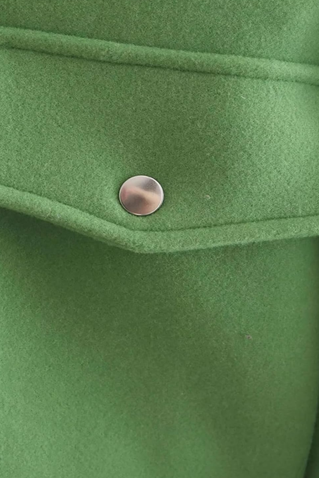 Cropped Button Jacket | Square Collar, Front Pocket Detail