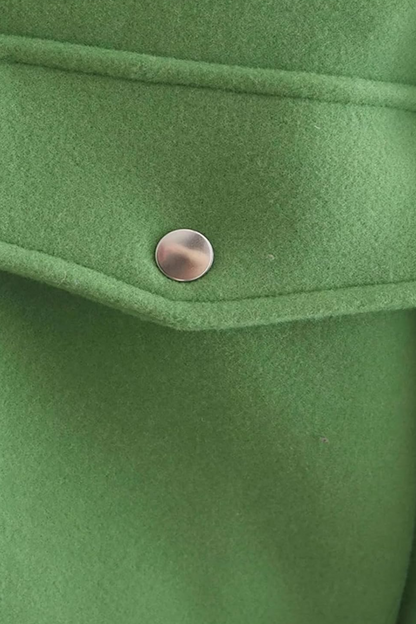 Cropped Button Jacket | Square Collar, Front Pocket Detail