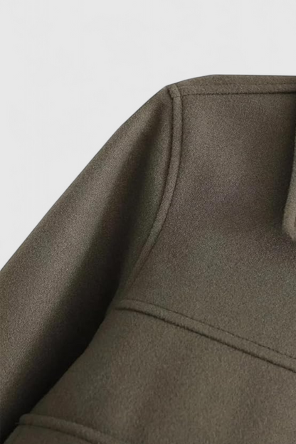 Cropped Button Jacket | Square Collar, Utility Pocket Detail