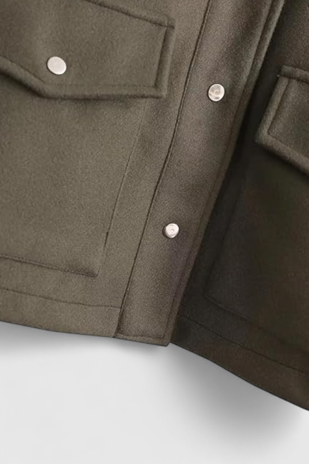 Cropped Button Jacket | Square Collar, Utility Pocket Detail