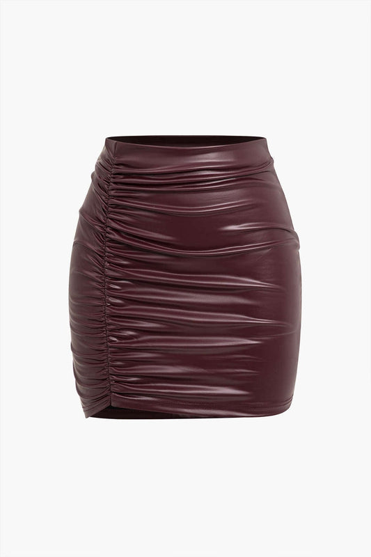 Women Faux Leather Miniskirt