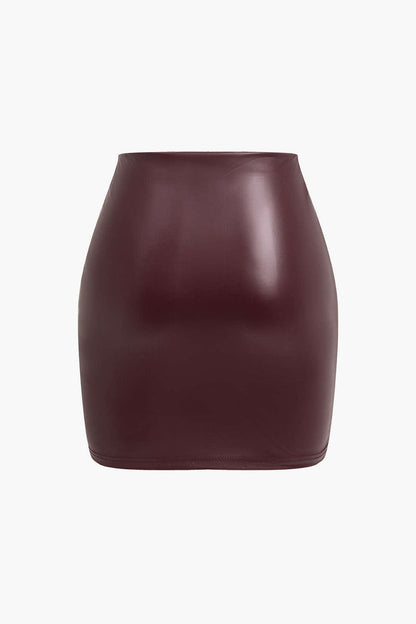 Women Faux Leather Miniskirt