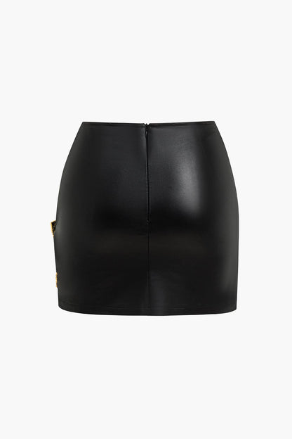 Women Faux Leather Miniskirt