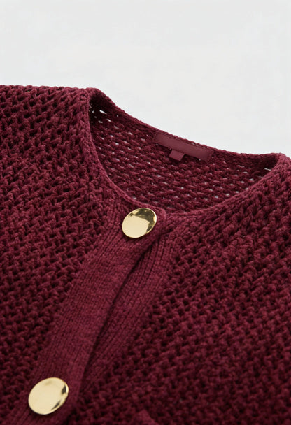 Maison Textured Knit Cardigan | Round Neck | Pocket Detail | Regular Fit