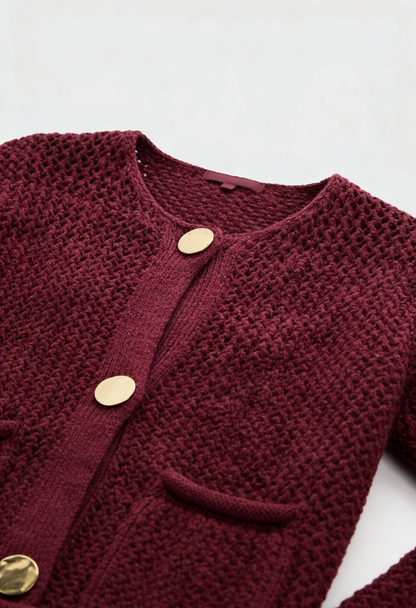 Maison Textured Knit Cardigan | Round Neck | Pocket Detail | Regular Fit