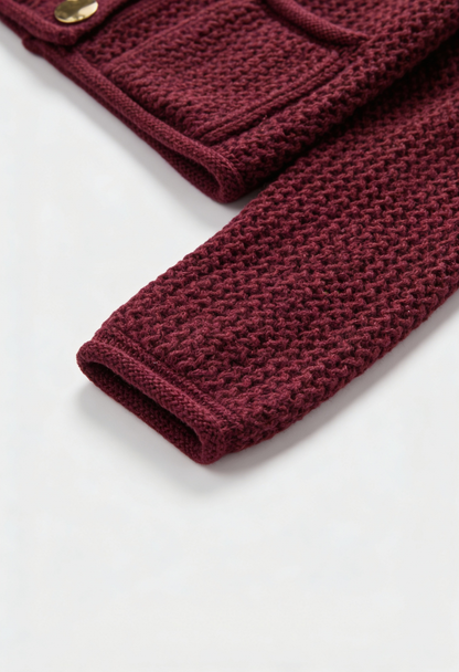 Maison Textured Knit Cardigan | Round Neck | Pocket Detail | Regular Fit