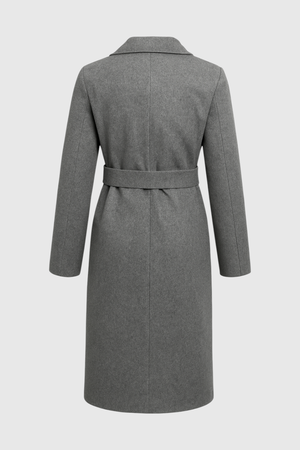 Belted Longline Coat | Notched Lapel, Buttoned Waist Tab, Slim Fit