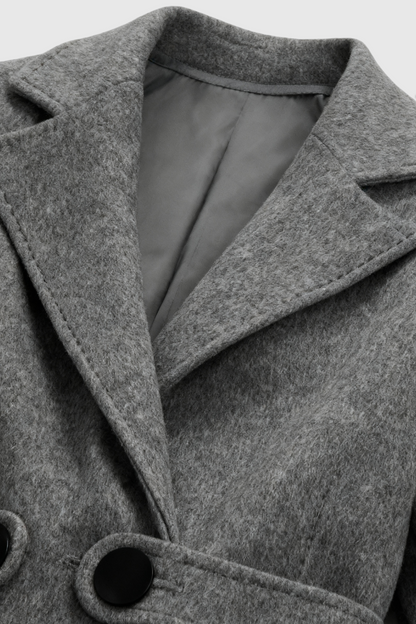 Belted Longline Coat | Notched Lapel, Buttoned Waist Tab, Slim Fit