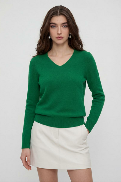 Cashmere V-Neck Sweater | Long Sleeve Knit, Slim Fit, Seamless Finish