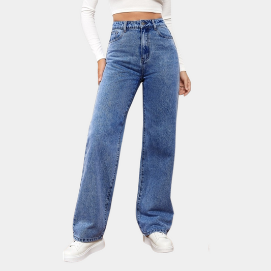 Women High Waist Straight Jeans