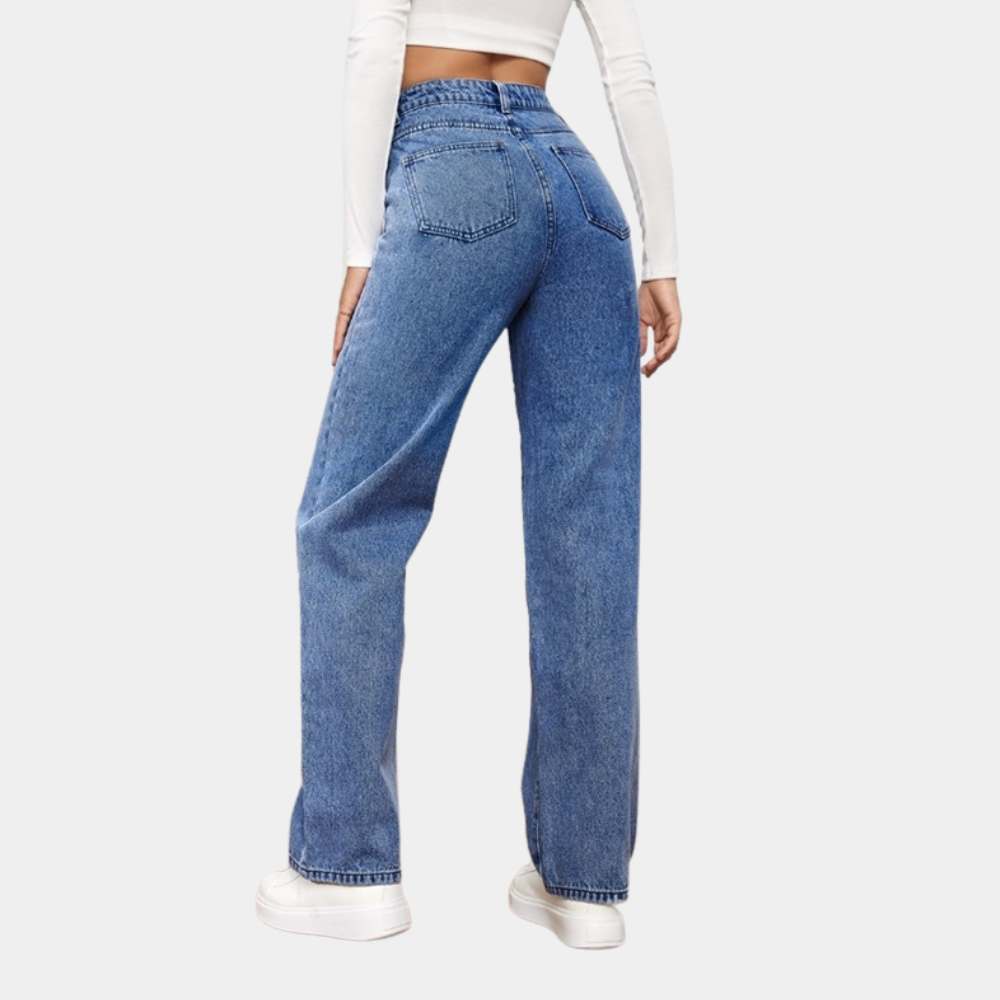 Women High Waist Straight Jeans