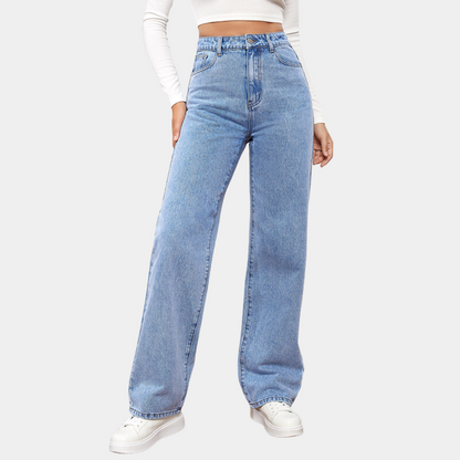 Women High Waist Straight Jeans