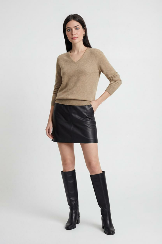 Cashmere V-Neck Sweater | Long Sleeve Knit, Slim Fit, Seamless Finish