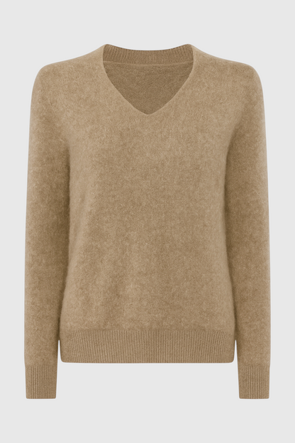 Cashmere V-Neck Sweater | Long Sleeve Knit, Slim Fit, Seamless Finish